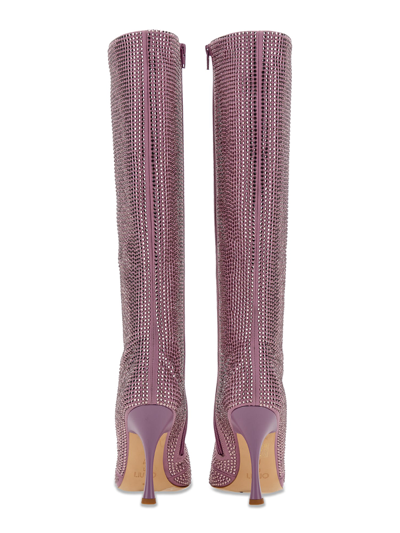 Shop Liu •jo High Boot With Rhinestones In Violet