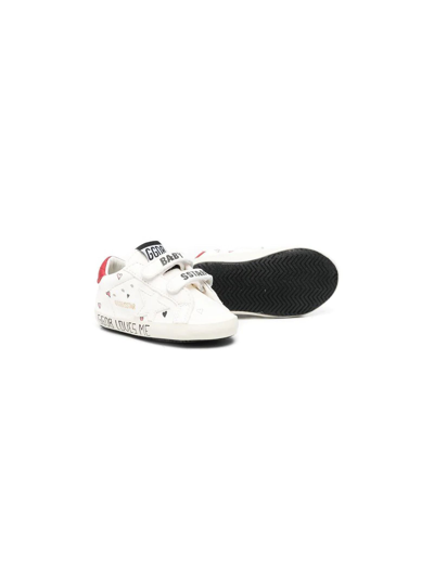 Shop Golden Goose White Leather Nappa Sneakers In White/red