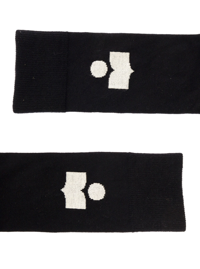 Shop Isabel Marant Womans Siloki Black Cotton Socks With Logo