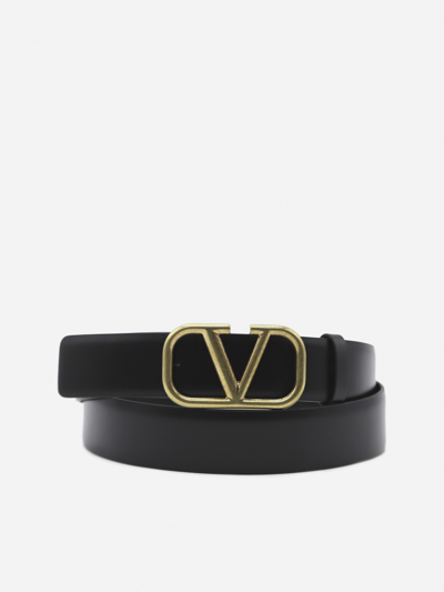 Shop Valentino Vlogo Signature Leather Belt