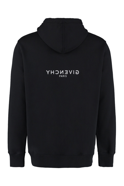 Shop Givenchy Logo Cotton Hoodie In Black