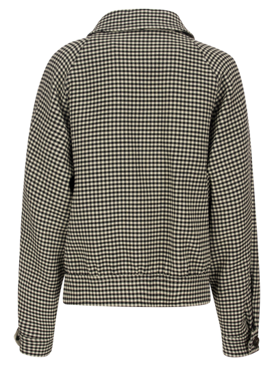 Shop Marni Reversible Pie De Poule Wool Bomber Jacket In Bianco Nero