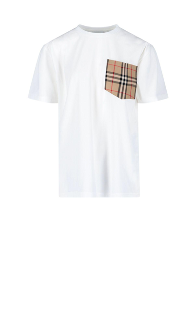 Shop Burberry Vintage Check Pocket Oversize T-shirt In White