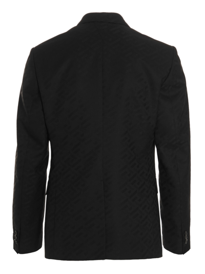 Shop Versace Logo Blazer Jacket In Nero