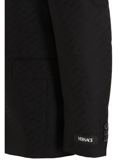 Shop Versace Logo Blazer Jacket In Nero