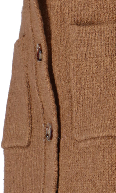 Shop Burberry Mini Button Skirt In Camel Melange