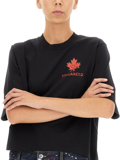 Shop Dsquared2 Smiling Maple T-shirt In Black