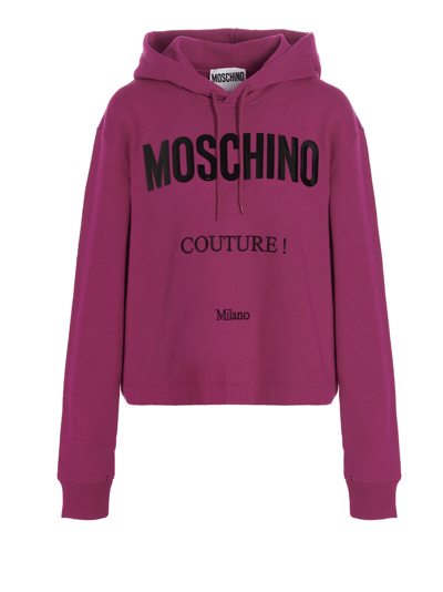 Shop Moschino Logo Hoodie In Viola