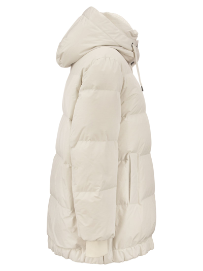 Shop Brunello Cucinelli Water-repellent Taffeta Down Jacket With Precious Patch And Detachable Hood