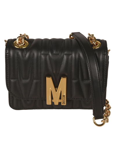 Shop Moschino Chain Strap Quilted Shoulder Bag In 1555