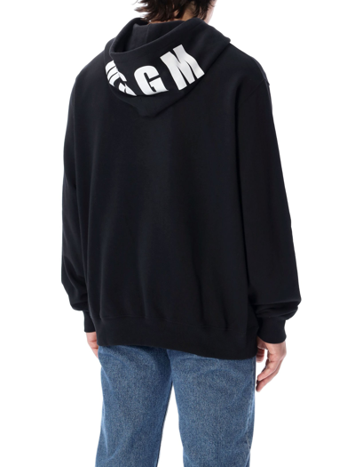 Shop Msgm Logo Hoodie In Black