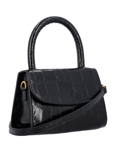 Shop By Far Mini Croco Embossed Leather Bag In Black