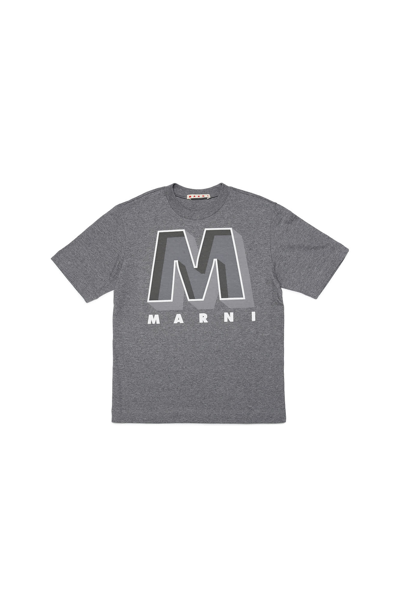 Shop Marni T-shirt With Logo In Gray