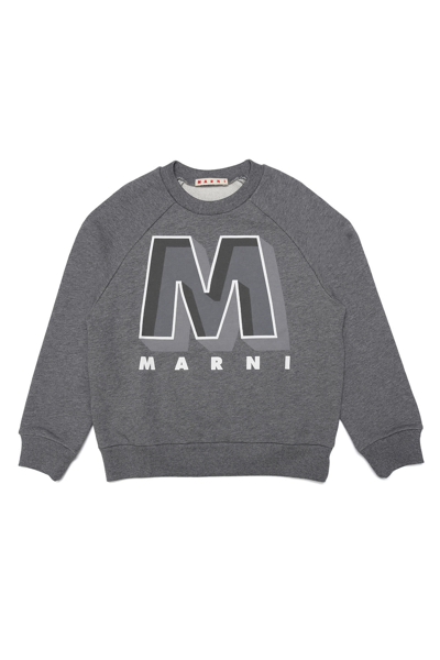 Shop Marni Logo Sweatshirt In Gray