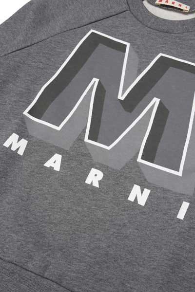 Shop Marni Logo Sweatshirt In Gray