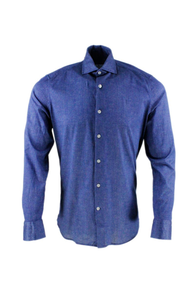 Shop Sonrisa Luxury Shirt Stretch In Blu