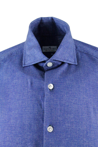 Shop Sonrisa Luxury Shirt Stretch In Blu