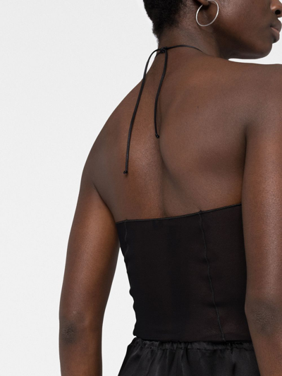 Shop Oseree Bandeau Sheer Bodysuit In Black