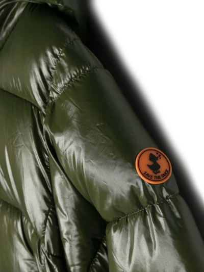 Shop Save The Duck Logo-patch Padded Jacket In Green