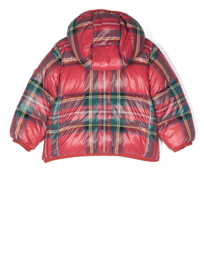 Save The Duck Betsey Tartan-check Puffer Jacket In Red