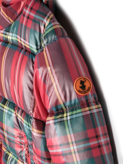 Save The Duck Betsey Tartan-check Puffer Jacket In Red