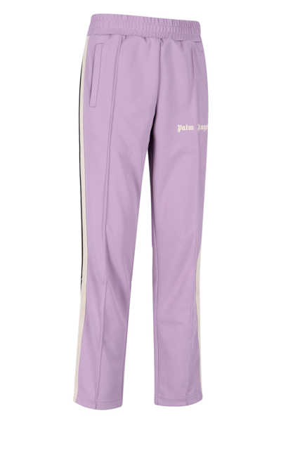 Shop Palm Angels Pants In Lilac Off White