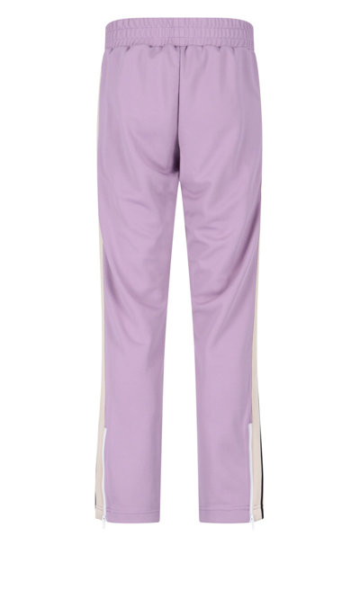 Shop Palm Angels Pants In Lilac Off White