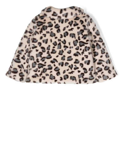 Shop Bonpoint Faux-fur Leopard-print Jacket In Neutrals