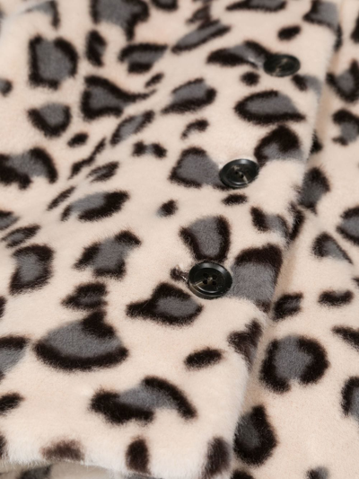 Shop Bonpoint Faux-fur Leopard-print Jacket In Neutrals