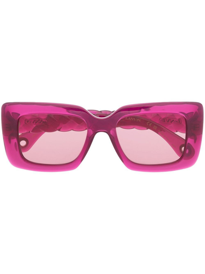 Shop Lanvin Twist Rectangle-frame Sunglasses In Purple