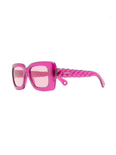 Shop Lanvin Twist Rectangle-frame Sunglasses In Purple
