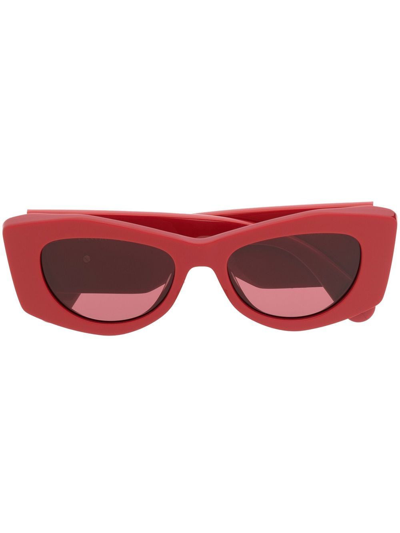 Shop Lanvin Curb Logo-plaque Sunglasses In Red