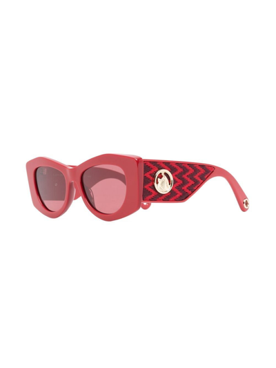 Shop Lanvin Curb Logo-plaque Sunglasses In Red