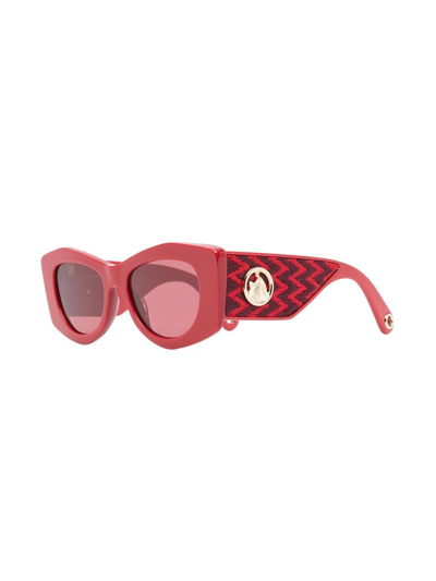 Lanvin Curb Logo-plaque Sunglasses In Red