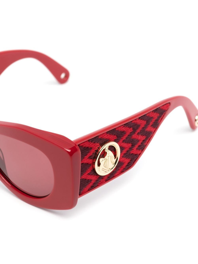 Shop Lanvin Curb Logo-plaque Sunglasses In Red