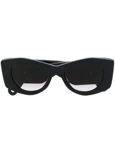 Shop Lanvin Curb Logo-plaque Sunglasses In Black