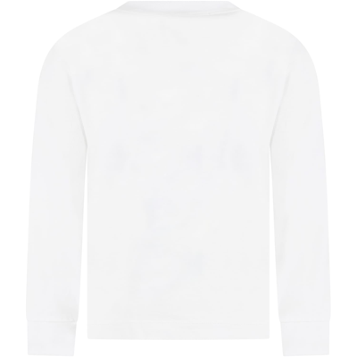 Shop Stone Island Junior White T-shirt Fo Boy With Iconic Compass
