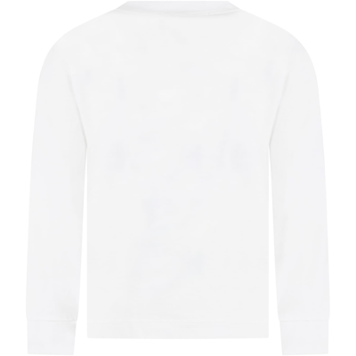 Stone Island White T-shirt Fo Boy With Iconic Compass In White