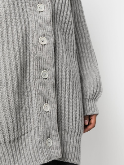 Shop Aspesi Oversized Chunky Ribbed Knit Cardigan In Grey
