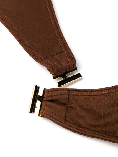 Shop Manokhi Halterneck Tie-fastening Bikini Set In Brown