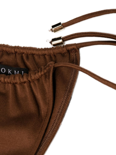Shop Manokhi Halterneck Tie-fastening Bikini Set In Brown