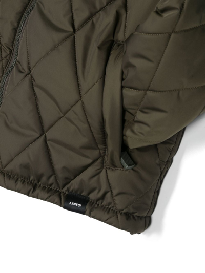 Shop Aspesi Diamond-quilted Padded Jacket In Green