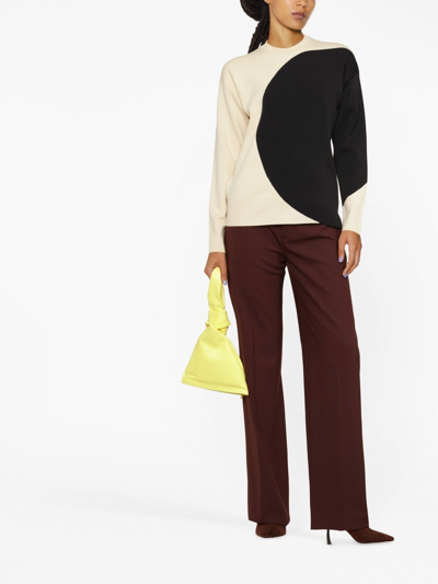 Shop Tory Burch Two-tone Crew-neck Jumper In Black