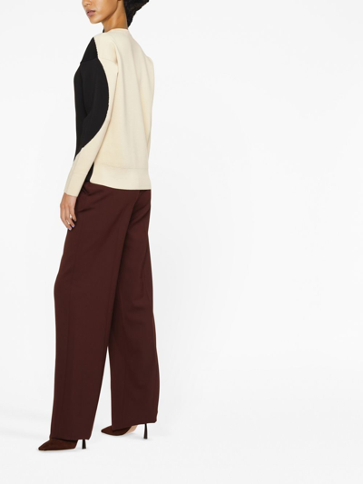 Tory Burch Colorblock Crewneck Sweater In Black