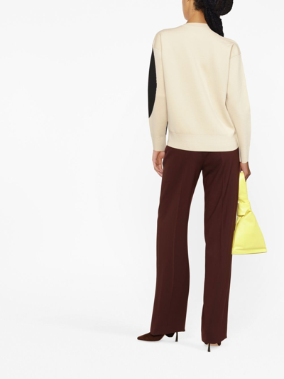 Tory Burch Colorblock Crewneck Sweater In Black