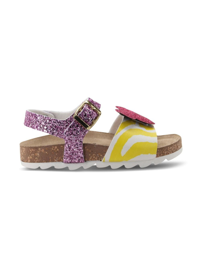 Moa Minnie-motif Glittered Sandals In Pink