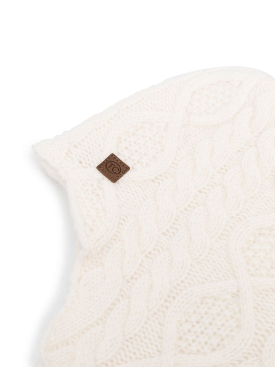 Shop Tartine Et Chocolat Logo-patch Aran-knit Hat In Neutrals
