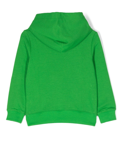 Shop Calvin Klein Logo-print Long-sleeve Hoodie In Green