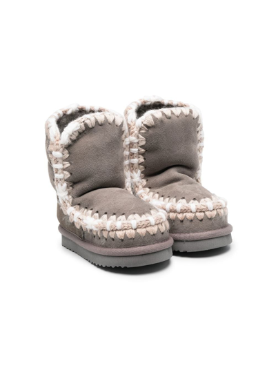Shop Mou Eskimo Suede Ankle Boots In Grey