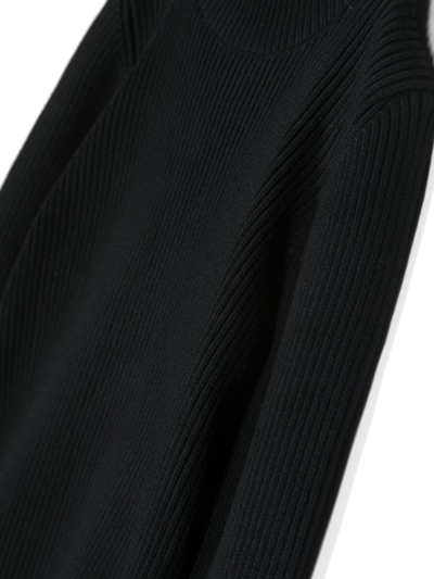 Elisabetta Franchi La Mia Bambina Mock-neck Ribbed Knit Jumper In Black